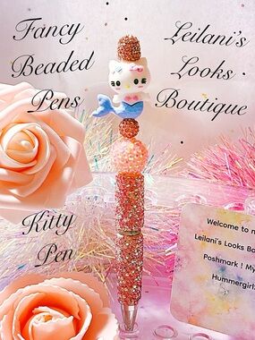 Fancy beaded pen/gifts/hello kitty/mermaid/summertime/pink beads/